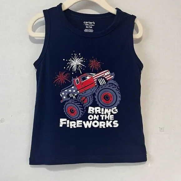 Carter’s Bring On The Fireworks Tank Top Boys Size 3T - Picture 1 of 5